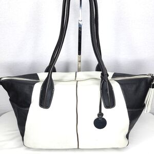 Borsela by Hobo Black and‎ White Leather Tote Bag Women's. P157